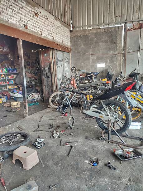 istock an old motorbike that was dismantled 2251379005