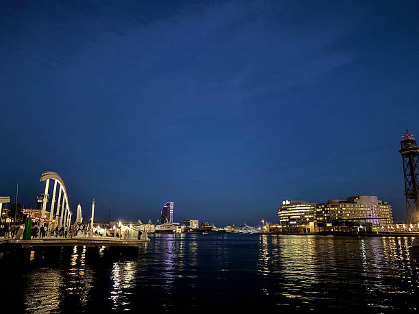 istock Rambla de Mar boardwalk at night in Barcelona 2251383391