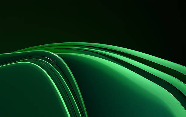 istock Elegant 3D Green Ribbons with High-Gloss Surface and Soft Gradient Lighting 2251392474
