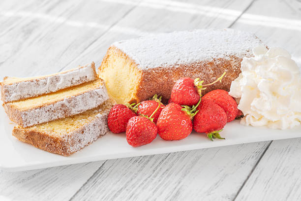 istock Pound Cake Slices with Whipped Cream and Strawberries on Elegant White Plate 2251392508