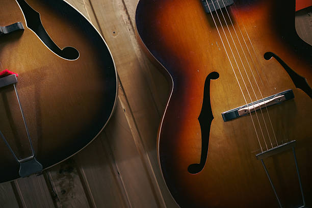istock Old European jazz guitar design 2251398315