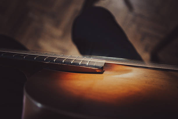 Design of an old European jazz guitar from the 50s and 60s of the twentieth century.