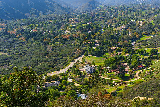 istock Expansive Mountainous Valley With Winding Road And Scattered Residences 2251401347