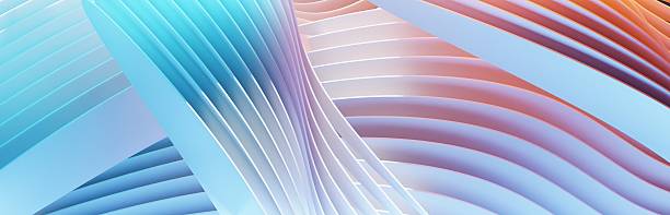 istock Abstract stripes in form of waves,  wavy wallpaper background 3D rendering 2251405309
