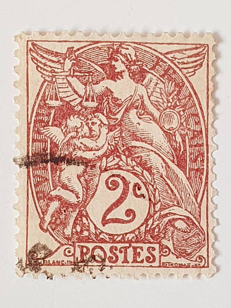 French 2 Centimes Mouchon Postage Stamp with Allegorical Figure