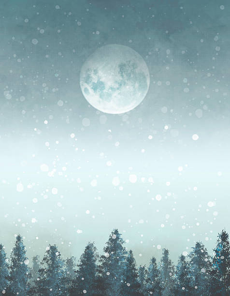 istock Ethereal Full Moon with Evergreen Trees on Snowy Winter Day - Atmospheric Mood 2251410820