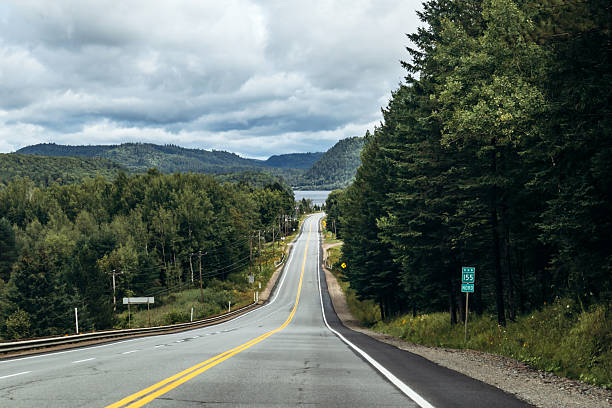 istock Scenic highway through dense green forest near La Tuque, Quebec 2251413571