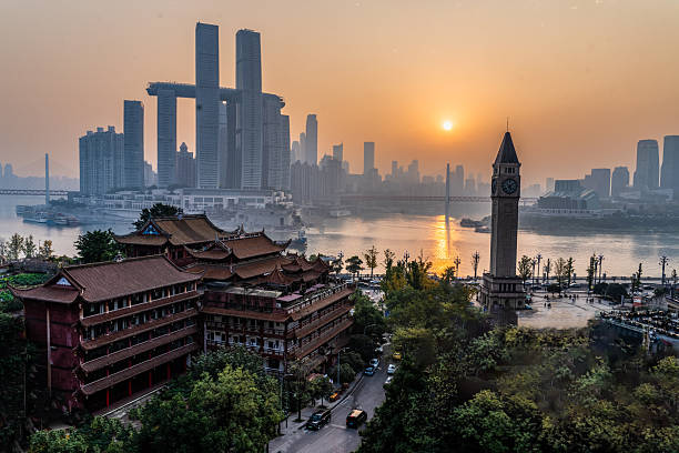 istock Sunrise Over Riverside Temple and Clock Tower, Chongqing, China 2251423148