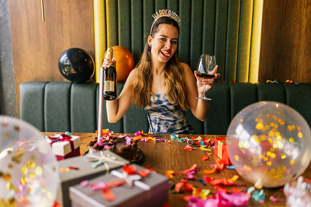 istock Birthday Girl With Wine 2251423504