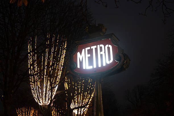 istock Glowing Paris Metro Sign at Night 2251425464
