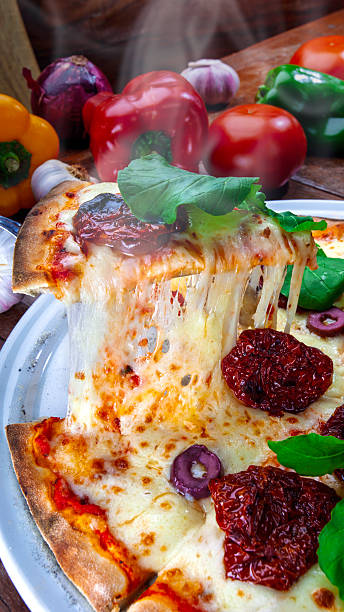 Sun-dried tomato pizza with melting mozzarella