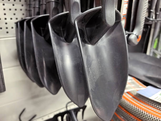 istock Sleek black shovels arranged neatly in a tool aisle ready for gardening tasks 2251443889