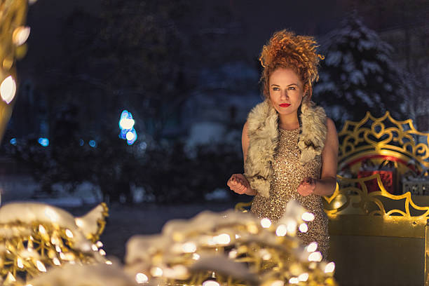 Christmas fantasy portrait of young beautiful woman