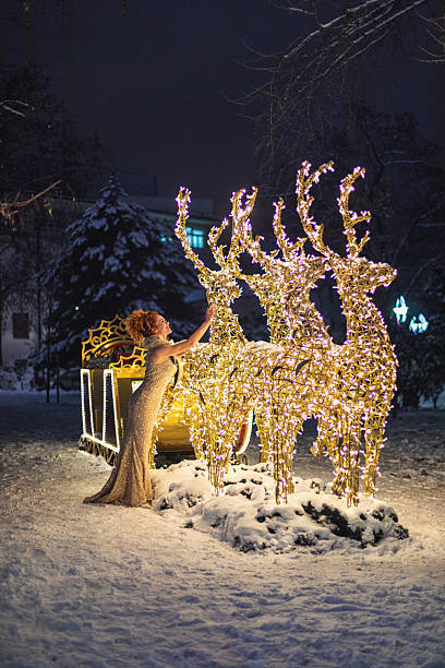 Christmas fantasy portrait of young beautiful woman