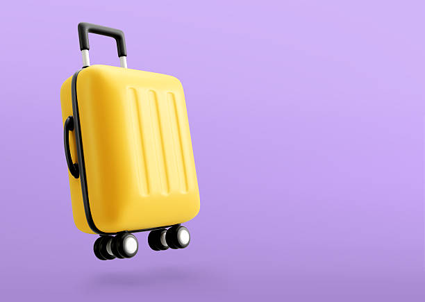 istock Vector 3D realistic yellow travel suitcase, cabin luggage. 3D realistic icon, travel concept. Vector illustration 2251462345