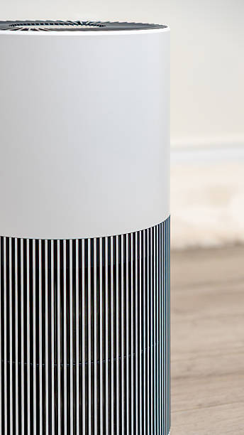 istock Modern air filter device with sleek design and vertical stripes, enhancing indoor air quality in contemporary living spaces 2251467630