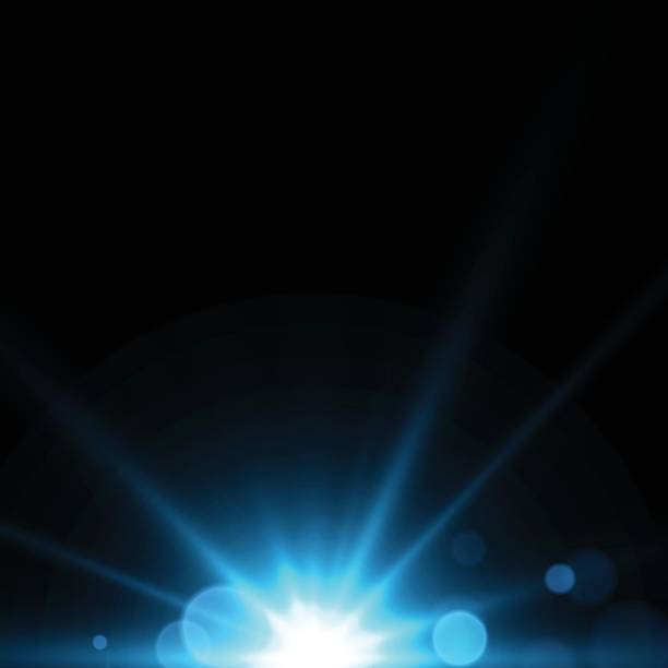 istock Futuristic blue glowing light with transparent highlights, radiant rays and bokeh sparks. Luminous star effect for modern abstract design and luxury overlays. PNG. 2251474350