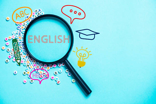 istock English letters scattered on blue background. Concept of cognitive development, grammar. 2251474855