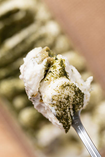 Matcha Tiramisu cake with green tea powder on top