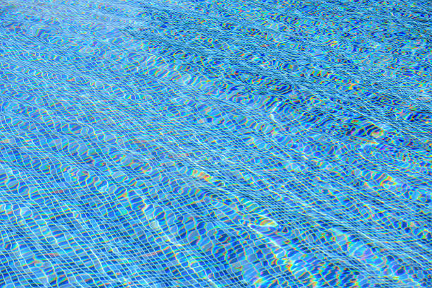 Swimming pool with blue crystal clear water surface and ripple wave background