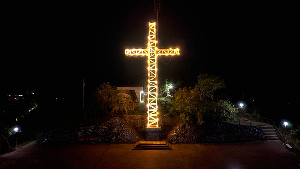 istock Mount Tapyas illuminated cross landmark at night in Coron Philippines 2251491615