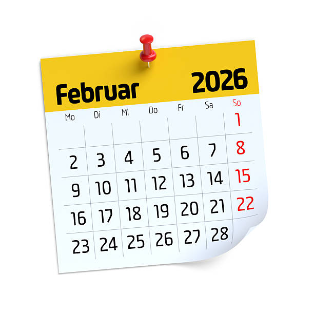 istock February 2026 calendar page pinned on white background 2251495136