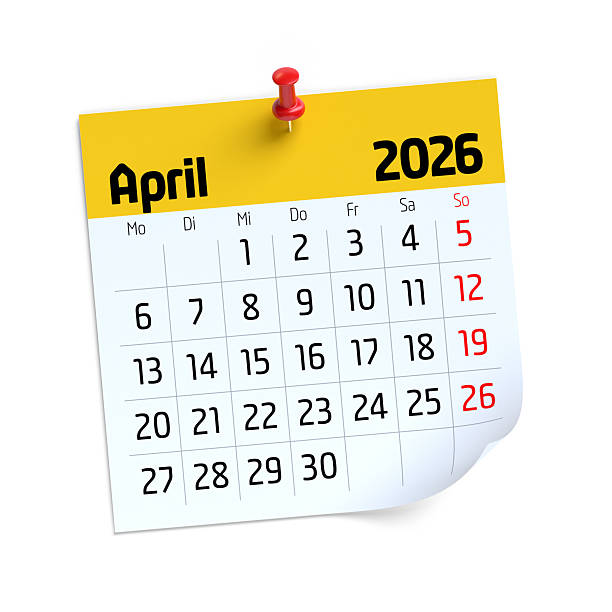 istock April 2026 calendar page pinned on white background 2251495139