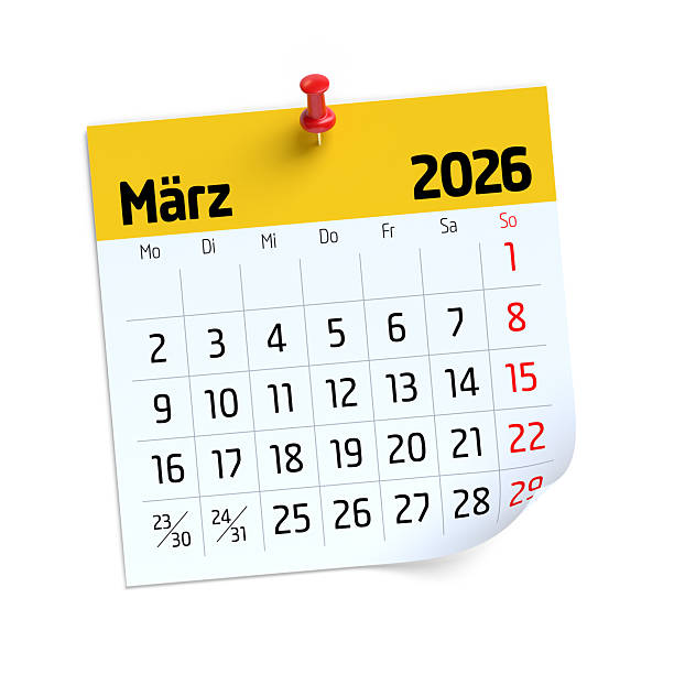 istock March 2026 calendar page pinned on white background 2251495153