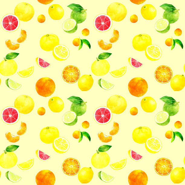 istock Seamless pattern of fresh citrus fruits. Hand-painted watercolor illustration fruit design. 2251500120