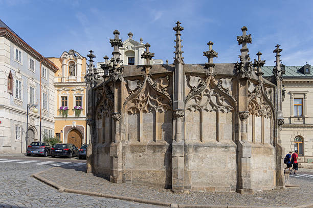 Prague, Czechia - September 17, 2022:  People gather in the courtyard by the St. Vitus Cathedral church in the Prague Castle complex Czech Republic Czechia Europe