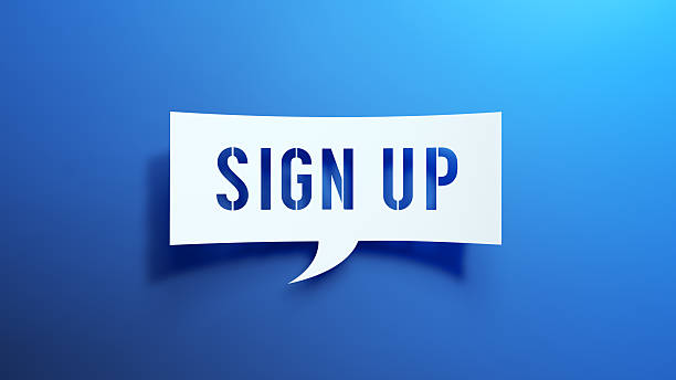 istock 3D Paper Cut-Out SIGN UP Speech Bubble on Blue Gradient Background 2251504134