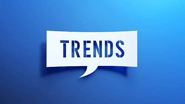 istock 3D Paper Cut-Out “TRENDS” Speech Bubble on Blue Gradient Background 2251504138