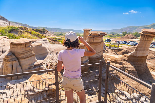 An iconic rock formation, the Hoodoos, found outside of Drumheller, Alberta.