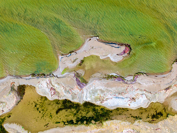 Dangers and droughts affecting lakes,Abstract photography, backgrounds for billboards, global climate-themed photographs. The magical beauty of colors. The colors and patterns of lakes and rivers.