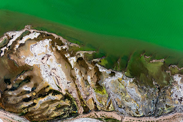 Dangers and droughts affecting lakes,Abstract photography, backgrounds for billboards, global climate-themed photographs. The magical beauty of colors. The colors and patterns of lakes and rivers.