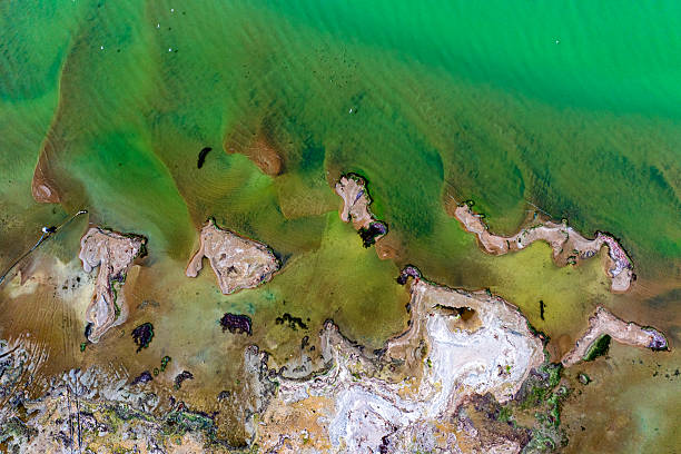istock Dangers and droughts affecting lakes,Abstract photography, backgrounds for billboards, global climate-themed photographs. The magical beauty of colors. The colors and patterns of lakes and rivers. 2251507032