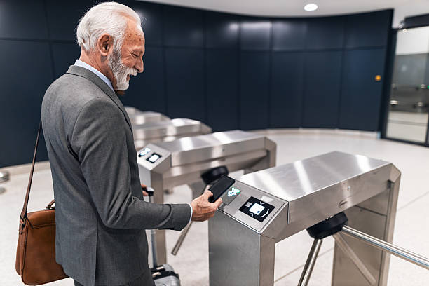 istock Business Professional Using Electronic Turnstile for Entry at Modern Facility 2251514254