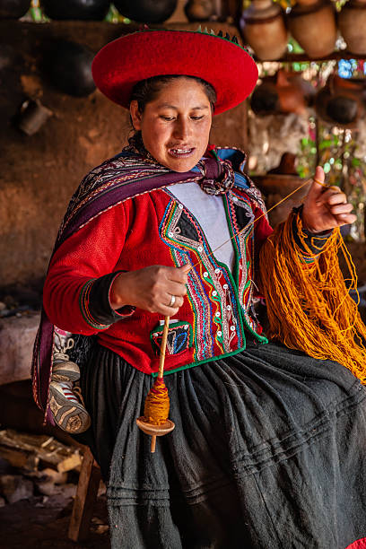 istock Peruvian woman spinning wool by hand, Sacred Valley, Peru 2251517067