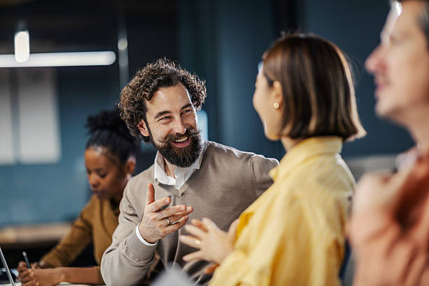 istock Happy diverse business team collaborating during office meeting 2251517397