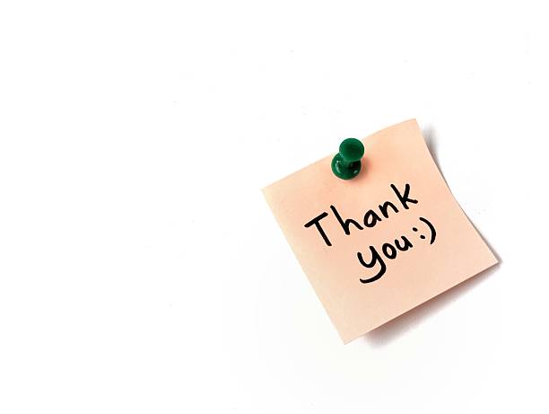 istock Thank you message hand written on colorful sticky note paper on white background 2251518681
