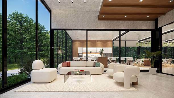 istock Modern Open Plan Office Space With Tables, Office Chairs, Creeper Plants And Manager Room. 2251521847