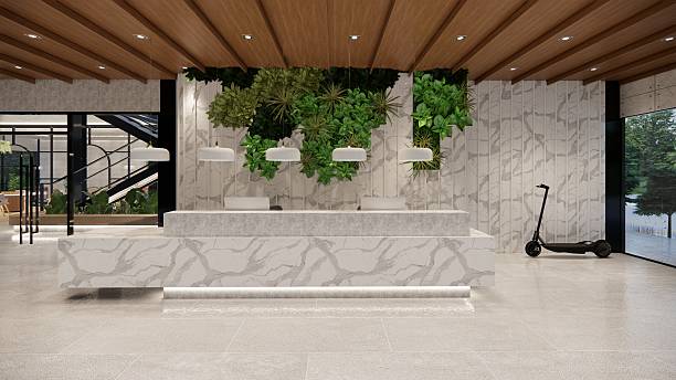 istock Modern Open Plan Office Space With Tables, Office Chairs, Creeper Plants And Manager Room. 2251521922