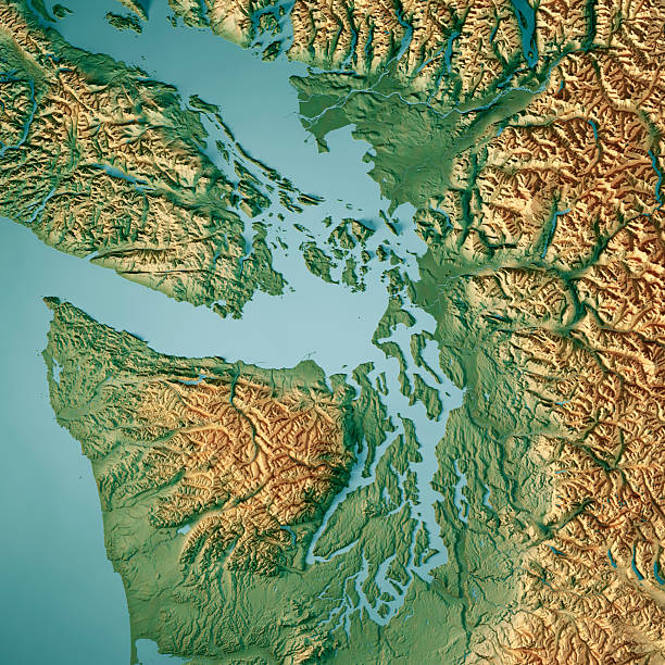 istock Vancouver Seattle Topographic Map 3D Render Color 2251524841