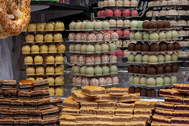 Colorful Christmas Market Sweets Display