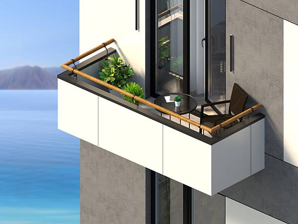 istock Modern house balcony with metal railings 2251541768