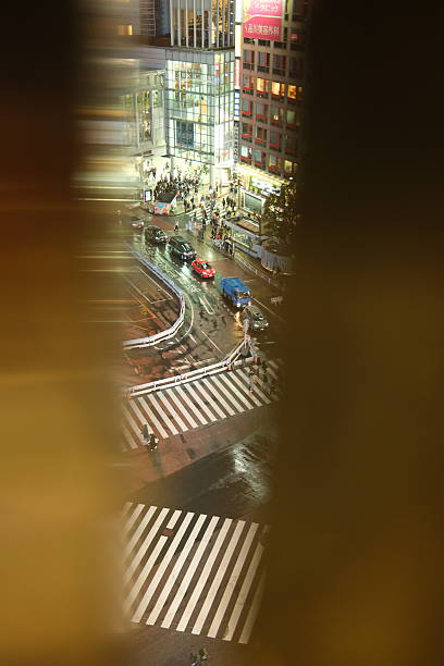 istock Shibuya Crossing Viewed at Night Between Two Railings from High Vantage Point 2251543301