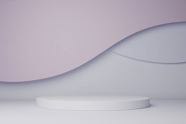 istock Minimalist 3D background with white podium and muted terracotta wavy curves 2251543959