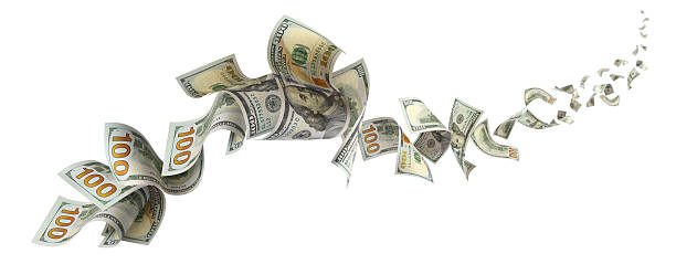 istock Flying hundred dollar bills, isolated on transparent cutout background 2251547209