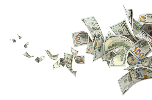 istock Flying hundred dollar bills swirling in dynamic motion, isolated on transparent cutout background 2251547417