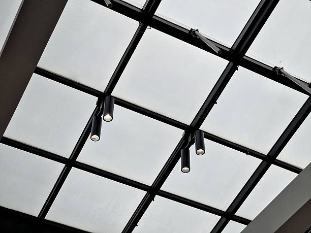 istock architectural element, bring daylight from above illuminate space of building,reducing need for artificial lighting, modern in industrial or minimalist design. strip lights track spot light 2251550428